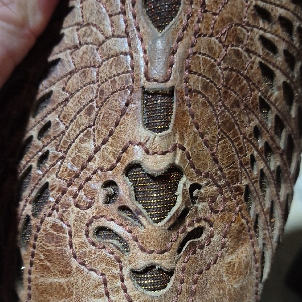 Cavender Embroidered  Women's Boots Snip Toe Brown Leather 406517 Size 7.5 B - Picture 15 of 16